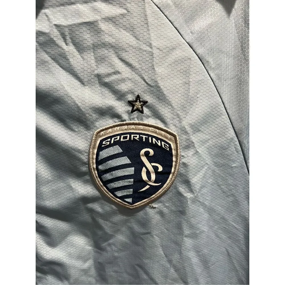 Adidas MLS SPORTING KANSAS CITY Grey Men's L Full-Zip windbreaker/rain Jacket